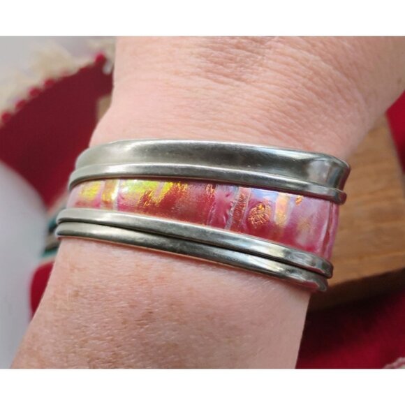 David Wyatt Modernist Abstract Geometric Sterling Silver Cuff Bracelet Unsigned - Picture 1 of 9